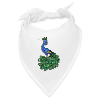 Hübscher Pfau blauer Vogel Tier Cartoon - Bandana Dreieckstuch - Weiß - Vorne