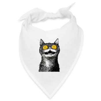 Schwarz-weiße Nashornkatze - Bandana Dreieckstuch - Weiß - Vorne