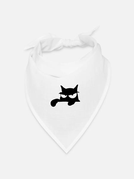 Black Cat 14 Katze - Bandana Dreieckstuch - Weiß