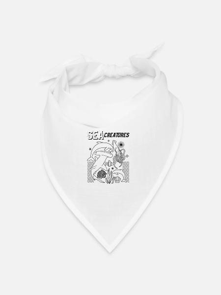 Sea Animals Lover Cartoon Retro - Bandana Dreieckstuch - Weiß