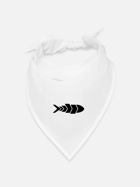 Minimalistischer Fischpfeil | Fish Arrow Design - Bandana Dreieckstuch - Weiß