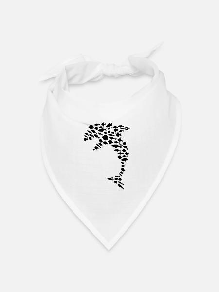 Delphin Fische Meeres Fisch - Bandana Dreieckstuch - Weiß