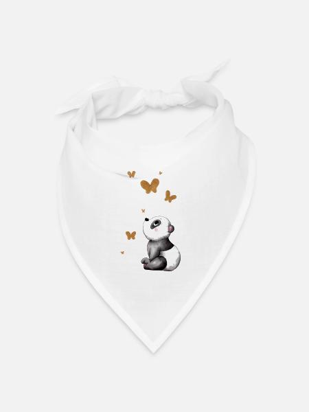 Träumender Comic Panda - Bandana Dreieckstuch - Weiß