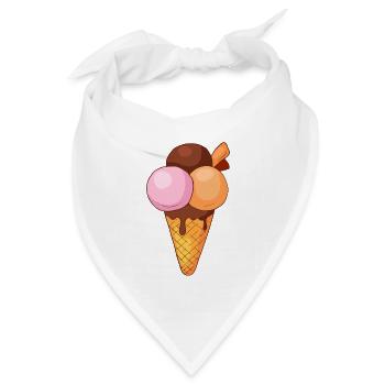 Eis Speiseeis Eiskrem Eiscreme Kugeleis Eisbecher - Bandana Dreieckstuch - Weiß - Vorne