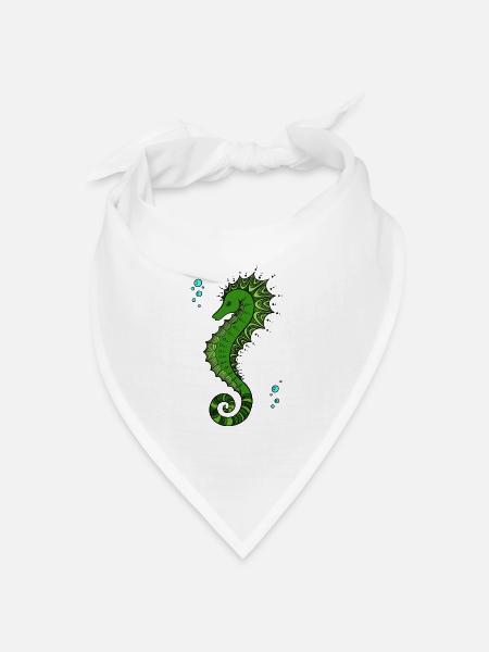 Mandala Seahorse colour - Bandana Dreieckstuch - Weiß