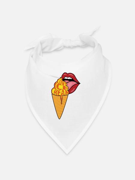 Love Ice Cream Pfirsich Marille mit Mund - Bandana Dreieckstuch - Weiß