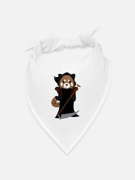 Roter Panda verkleidet als Schnitter für Halloween - Bandana Dreieckstuch - Weiß