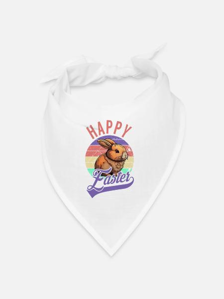 Frohe Ostern - Osterhase - Bandana Dreieckstuch - Weiß