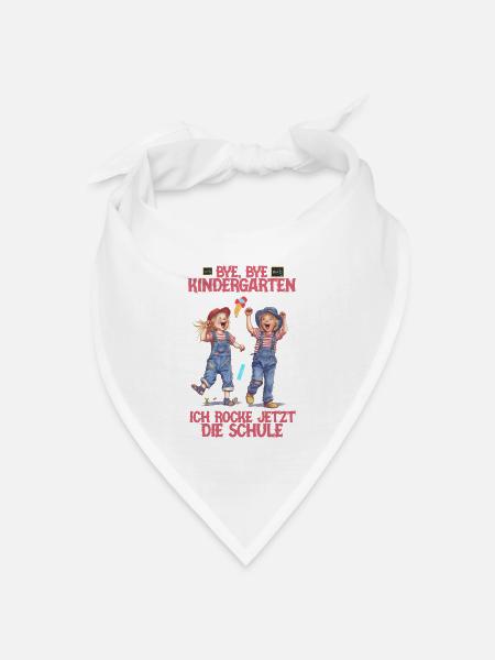 Bye bye Kindergarten ich rocke die Schule Kita - Bandana Dreieckstuch - Weiß