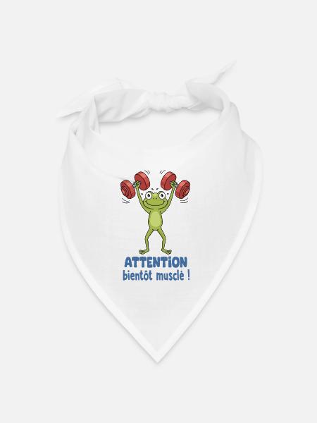 Achtung, bald muskulöses Baby-Bodybuilding - Bandana Dreieckstuch - Weiß