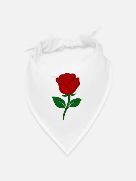 Rote Rose - Bandana Dreieckstuch - Weiß
