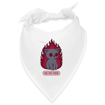 Süße Goth Katze in Flammen See You There - Bandana Dreieckstuch - Weiß - Vorne