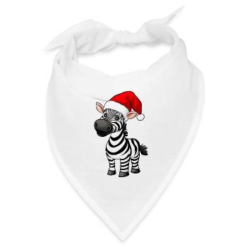 Zebras Weihnachten - Bandana Dreieckstuch - Weiß - Vorne