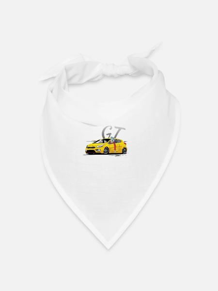 Ceed gt Coupe gelb mit fahrer - Bandana Dreieckstuch - Weiß