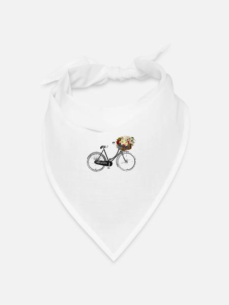 Fahrrad mit Blumen - Bandana Dreieckstuch - Weiß