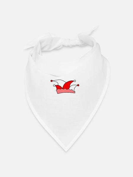Rot-weiße Narrenkappe - Bandana Dreieckstuch - Weiß