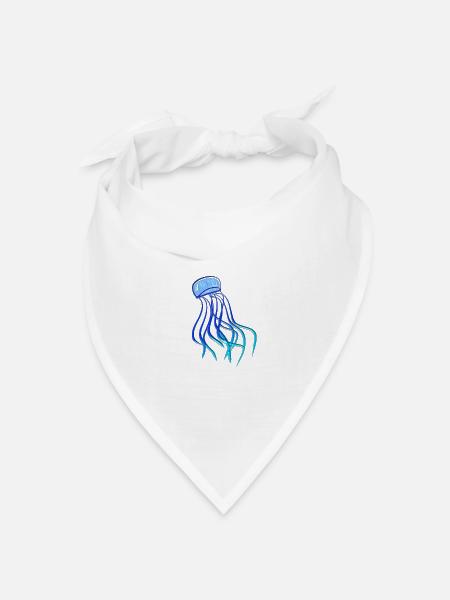 qualle tier meerestier biologie symbol blau - Bandana Dreieckstuch - Weiß