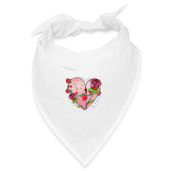 herz form symbol muster rosen blumen glitzer rot - Bandana Dreieckstuch - Weiß - Vorne