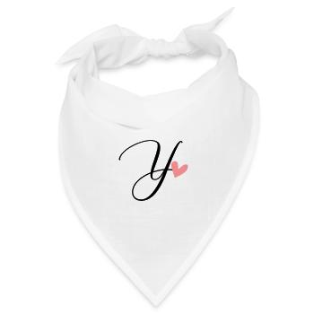 Anfangsbuchstabe Y Buchstabe Ypsilon Kalligrafie - Bandana Dreieckstuch - Weiß - Vorne