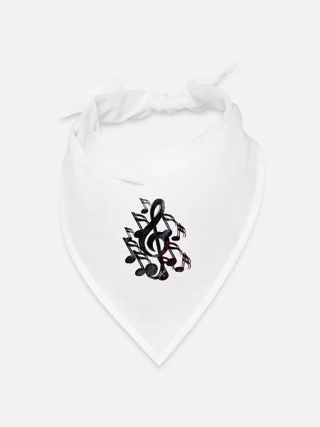 Notenschlüssel Noten - Bandana Dreieckstuch - Weiß