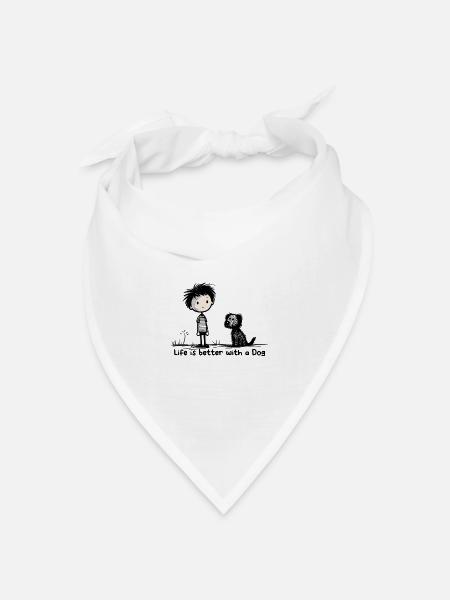 life is better with a dog - Bandana Dreieckstuch - Weiß