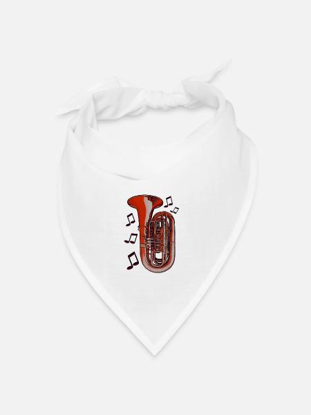 Tuba Noten orange - Bandana Dreieckstuch - Weiß