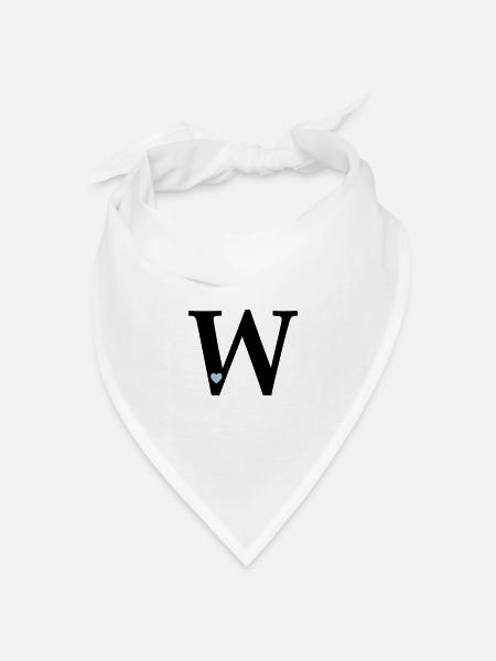 Buchstabe W Anfangsbuchstabe - Bandana Dreieckstuch - Weiß