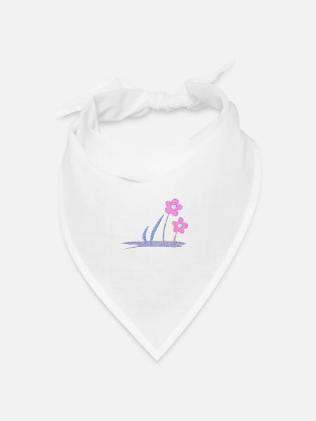 zwei blumen glitzer - Bandana Dreieckstuch - Weiß