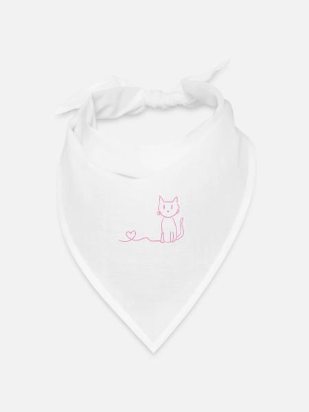 rosa Katze liebe haustier symbol herz - Bandana Dreieckstuch - Weiß