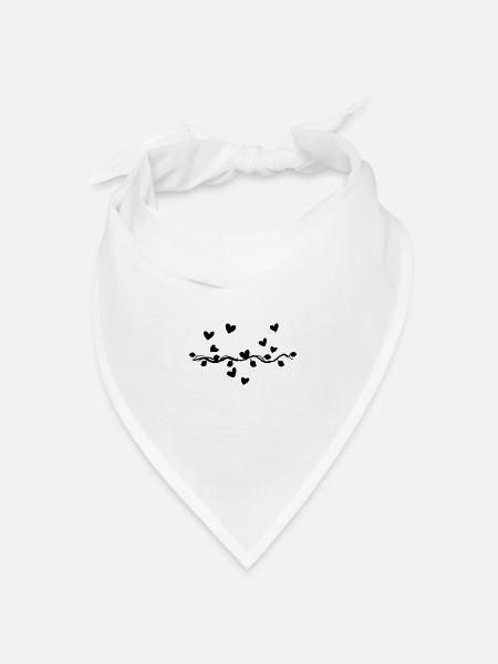 Ast Linie Natur Blätter Herzen - Bandana Dreieckstuch - Weiß