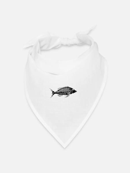 Vintage Fisch Fischgräten Knochenfisch Skelett - Bandana Dreieckstuch - Weiß