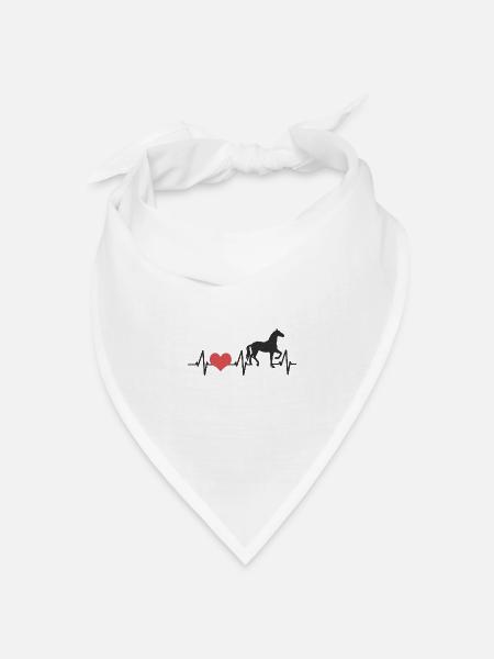 Herzschlag Pferd Pferde Reiten Reitsport Geschenk - Bandana Dreieckstuch - Weiß