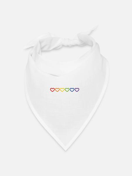Regenbogenherzen, LGBTQ, LGBT, Gay Pride - Bandana Dreieckstuch - Weiß