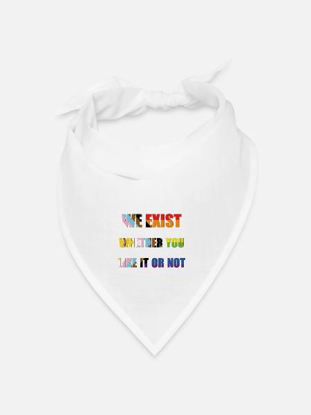 We Exist - Fortschritt Pride Flagge - Bandana Dreieckstuch - Weiß