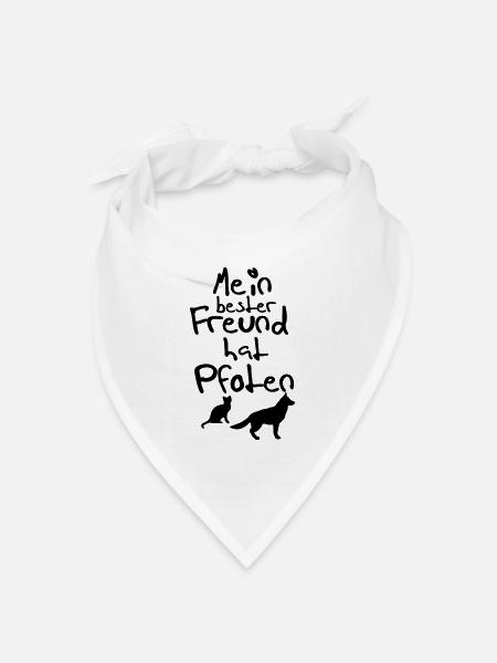 Bester Freund mit Pfoten Geschenk - Bandana Dreieckstuch - Weiß