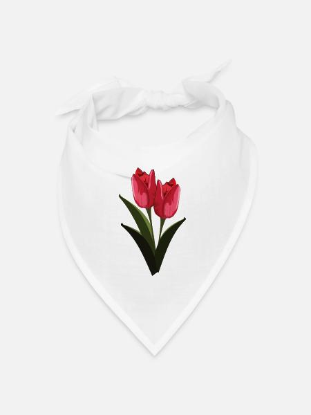 Tulpen - Bandana Dreieckstuch - Weiß