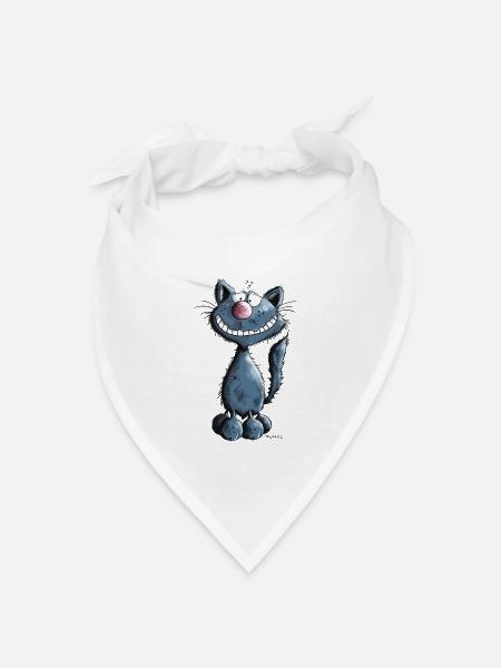 Grinse Katze - Bandana Dreieckstuch - Weiß