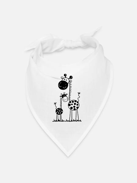 Mama und Baby Giraffe - Bandana Dreieckstuch - Weiß