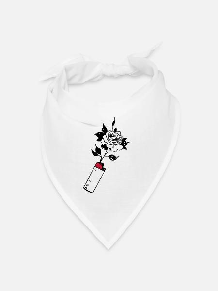 Blumenfeuerzeug (anpassbare Farben) - Bandana Dreieckstuch - Weiß