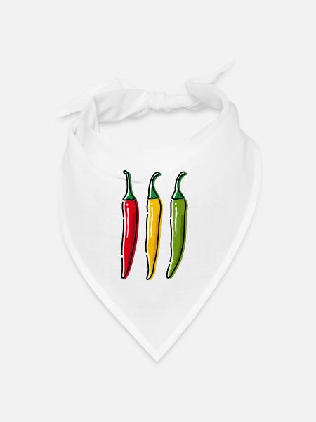 3 Chilischoten - Bandana Dreieckstuch - Weiß