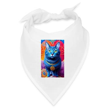 Schöne kurzhaarige Hauskatze - Bandana Dreieckstuch - Weiß - Vorne