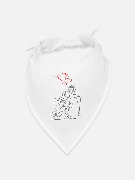 Liebespaar - Bandana Dreieckstuch - Weiß