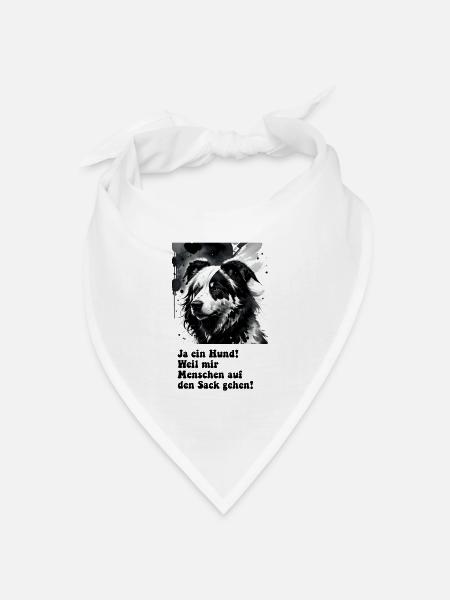 Hund Menschen - Bandana Dreieckstuch - Weiß