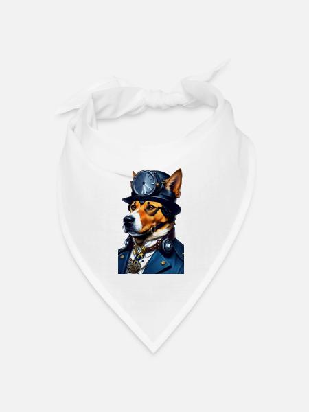 Steampunk Buddy Hund - Bandana Dreieckstuch - Weiß