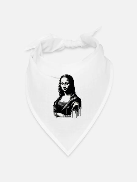KI Mona Lisa Steetart Style - Bandana Dreieckstuch - Weiß