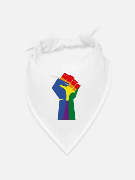 Die erhobene Faust (Regenbogenfarben) - Bandana Dreieckstuch - Weiß