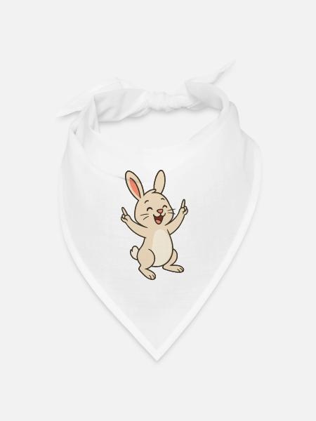 Fröhliches Hoppelhäschen - Bandana Dreieckstuch - Weiß