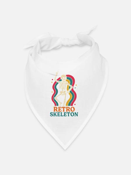Retro Skelett Tanz Motiv - Bandana Dreieckstuch - Weiß