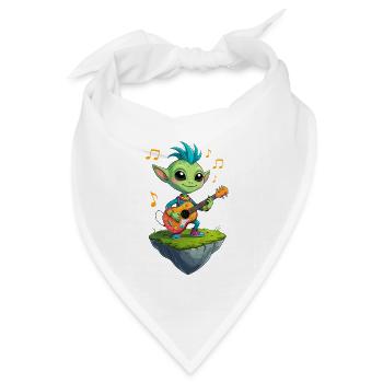 Grüner Goblin mit Gitarre - Bandana Dreieckstuch - Weiß - Vorne