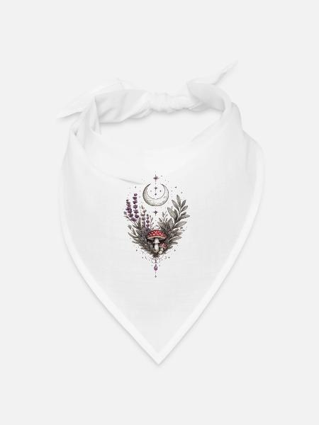 Mondbeschienene Pilzhain-Mandala - Bandana Dreieckstuch - Weiß